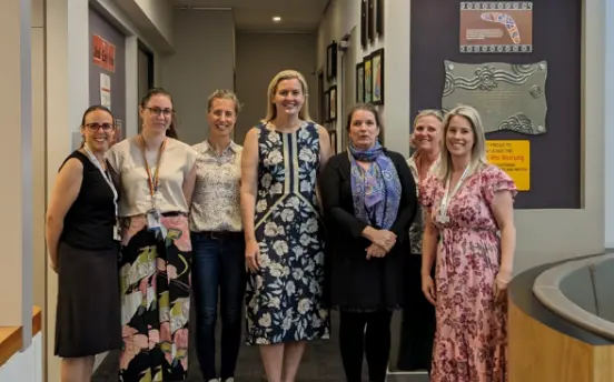 Lauren Kathage MP pictured with a group of Jindi staff during her visit