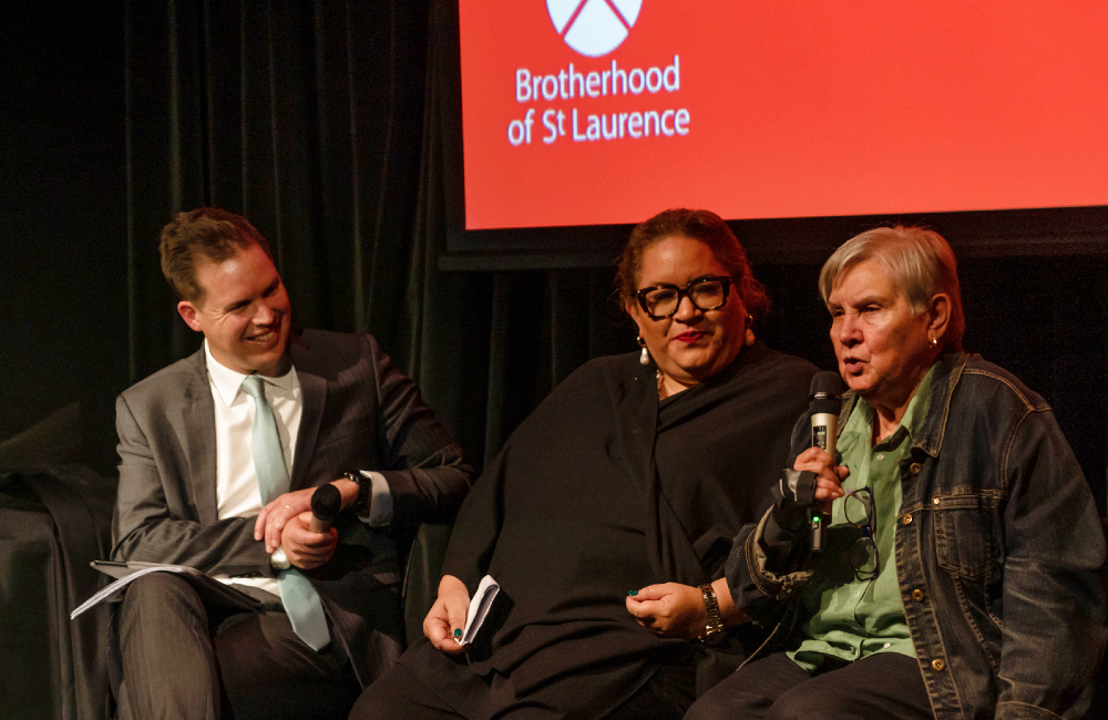 BSL Executive Director Travers McLeod at 2022 Sambell Oration with Prof. Megan Davis and Aunty Pat Anderson